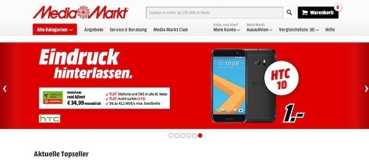 Media Markt Webseite