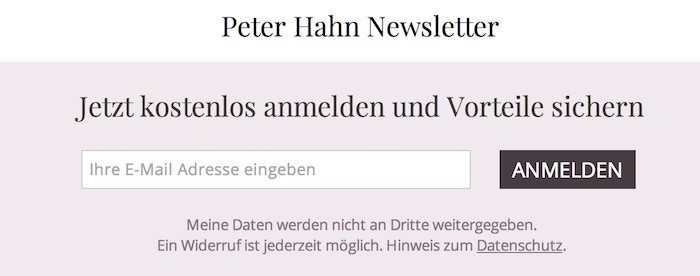 Peter Hahn Newsletter