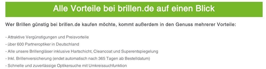 Brillen.de Vorteile
