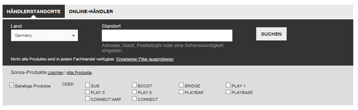 sonos.com Storefinder