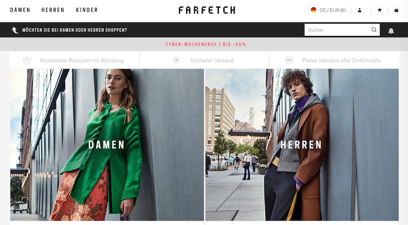 Farfetch Webseite