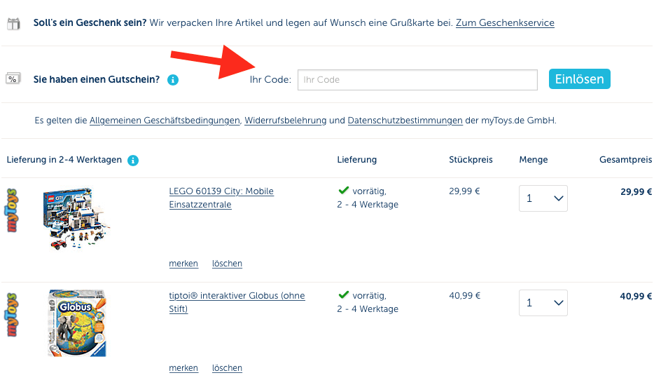 myToys Gutschein