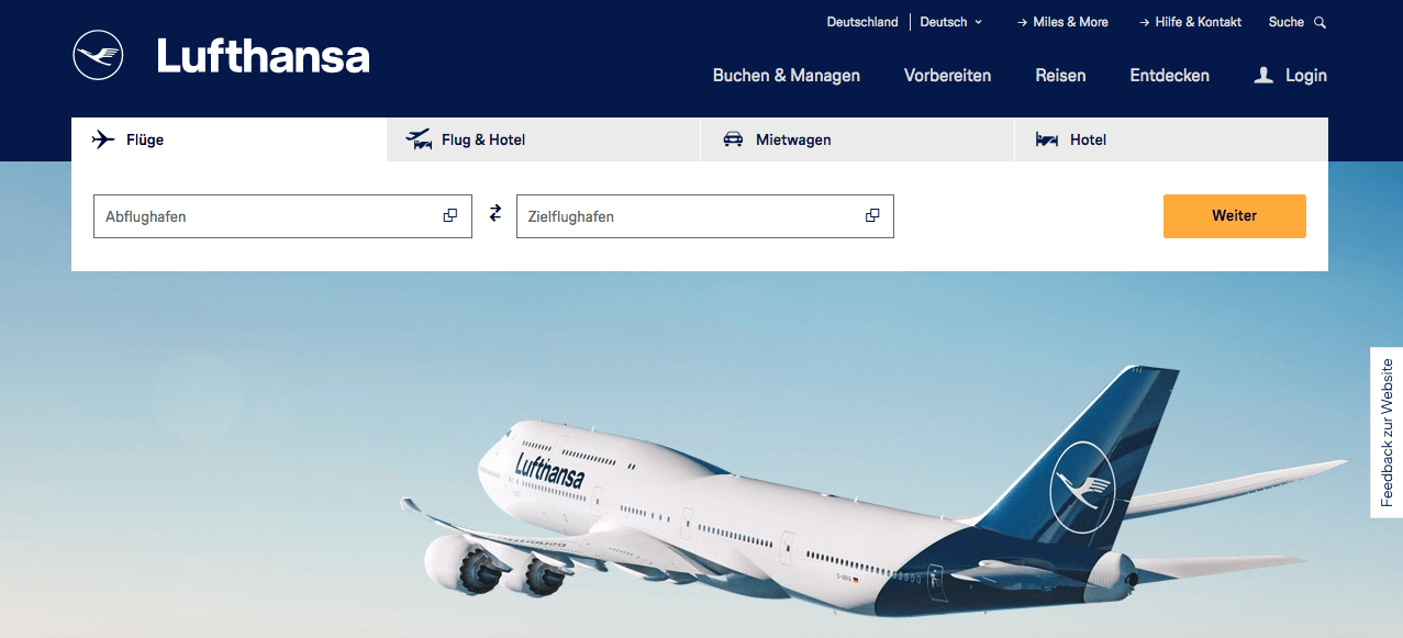 Lufthansa Startseite